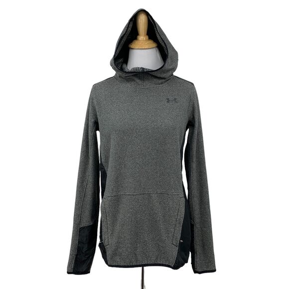 Under Armour Coldgear Sweatshirt Womens XS Grey Fleece Infrared Popover Hoodie - Picture 1 of 16